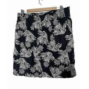 Sussan Skirt Size 16 100% Linen Black White Floral Tropical Pencil Straight